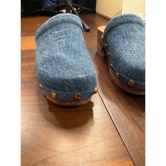 CHLOE Aurna Clogs in Denim 36 With Box Womens Jean Shoes Jean Slides Mules - Picture 9 of 16